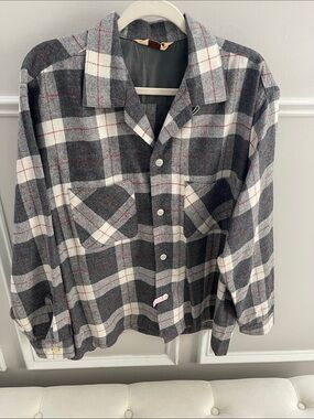Vintage Fox Knapp Distinctive Sportswear Wool Plaid Over Shirt